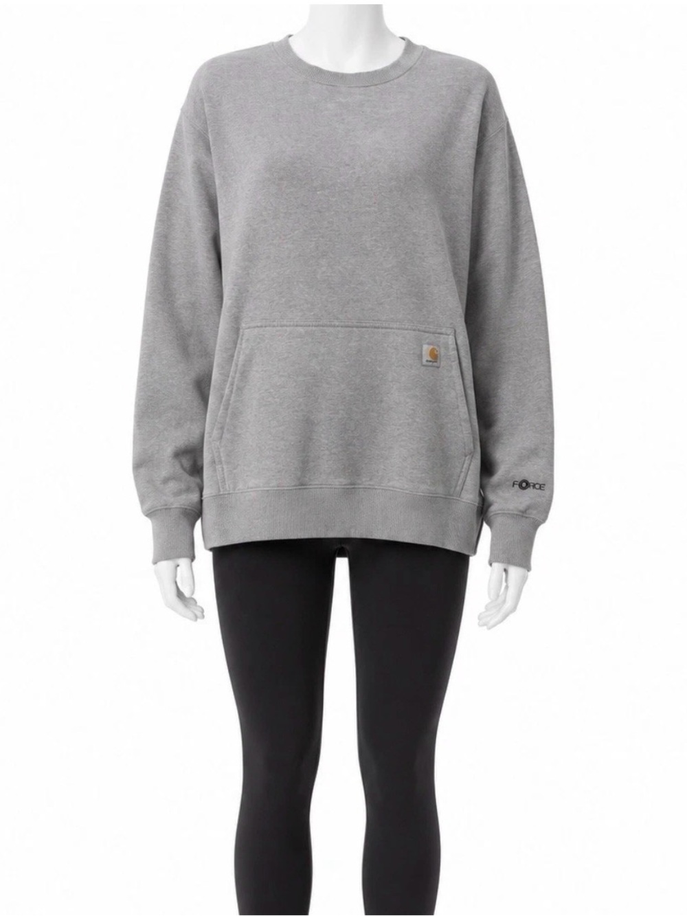 Carhartt Force Gray Relaxed Fit Crewneck Sweatshirt XS Kangaroo Pocket
